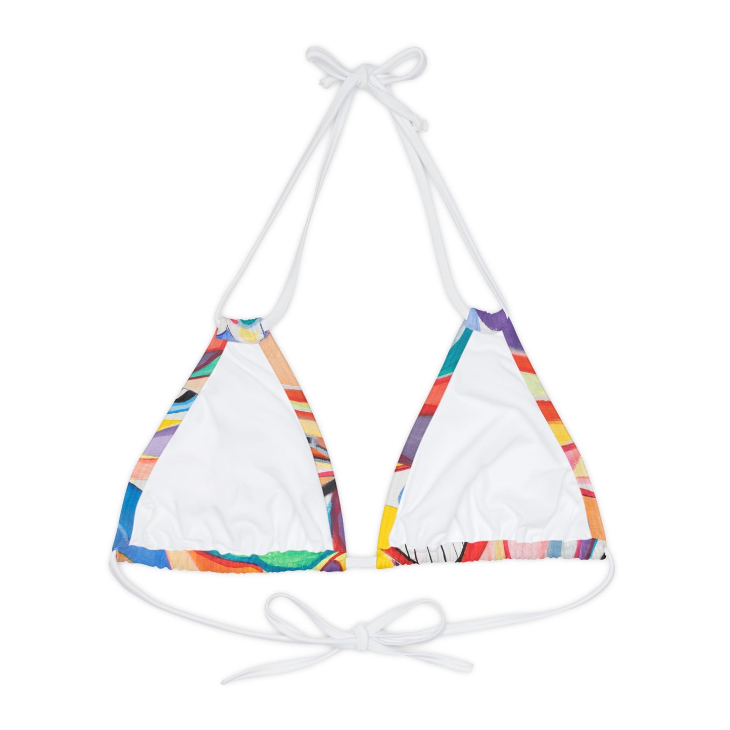 Strappy Triangle Bikini Top (AOP)